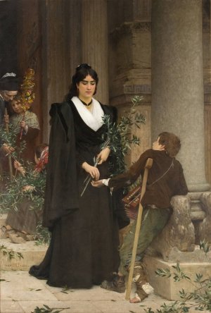 Mireille faisant l'aumone a la sortie de Saint-Trophime by Pierre-Auguste Cot Oil Painting