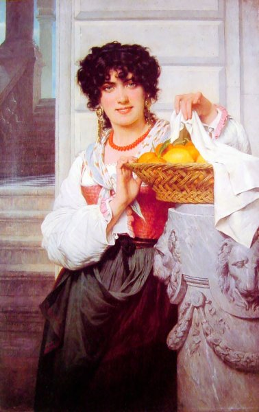 Main Product Photo of Pisan Girl with Basket of Oranges and Lemons Painting by Pierre-Auguste Cot