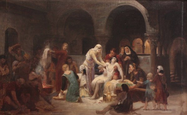 Main Product Photo of Sainte Elisabeth de Hongrie soignant les malades  Painting by Pierre-Auguste Cot