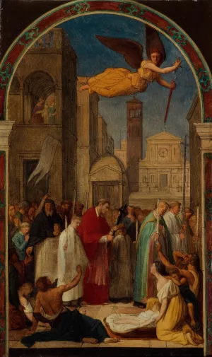 Procession de saint Charles Borromee pendant la peste de Milan Oil painting by Pierre-Auguste Pichon