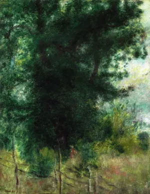 A Fence in the Forest Oil painting by Pierre-Auguste Renoir