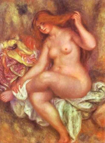 A Seated Bather by Pierre-Auguste Renoir - Hand-Painted Oil Painting Reproduction