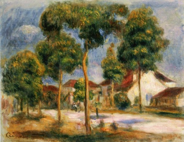 A Sunny Street by Pierre-Auguste Renoir - Hand-Painted Oil Painting Reproduction