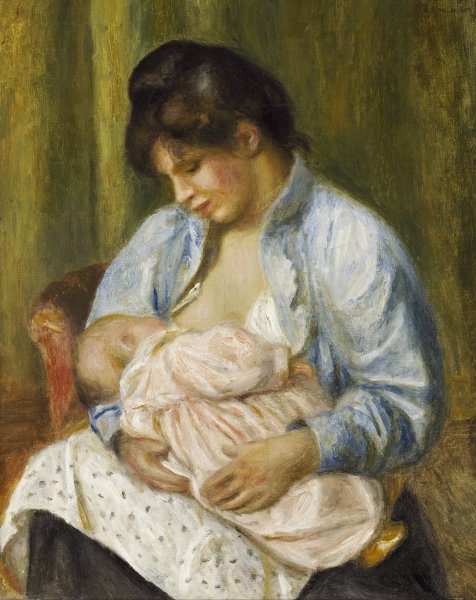 A Woman Nursing a Child by Pierre-Auguste Renoir - Hand-Painted Oil Painting Reproduction
