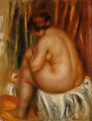 After Bathing Nude Study by Pierre-Auguste Renoir Oil Painting