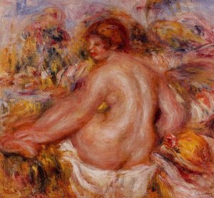 After Bathing, Seated Female Nude by Pierre-Auguste Renoir Oil Painting