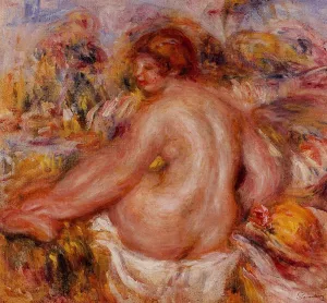 After Bathing, Seated Female Nude painting by Pierre-Auguste Renoir