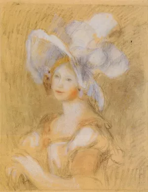 Amelie Dieterie in a White Hat painting by Pierre-Auguste Renoir