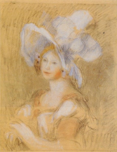 Main Product Photo of Amelie Dieterie in a White Hat Painting by Pierre-Auguste Renoir
