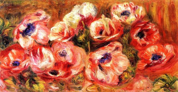 Anemones by Pierre-Auguste Renoir - Hand-Painted Oil Painting Reproduction