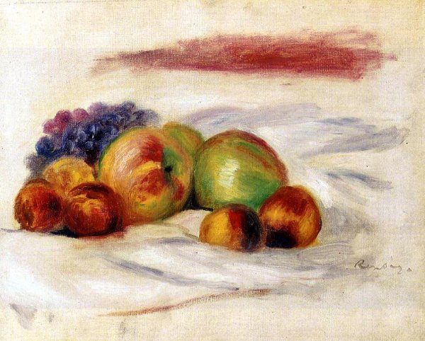 Apples and Grapes by Pierre-Auguste Renoir - Hand-Painted Oil Painting Reproduction