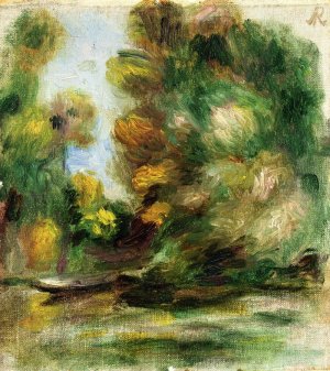 Banks of the River, a Boat Oil painting by Pierre-Auguste Renoir