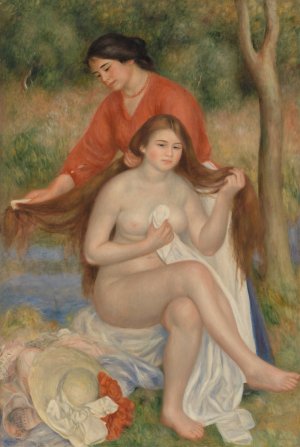 Bather and Maid by Pierre-Auguste Renoir Oil Painting