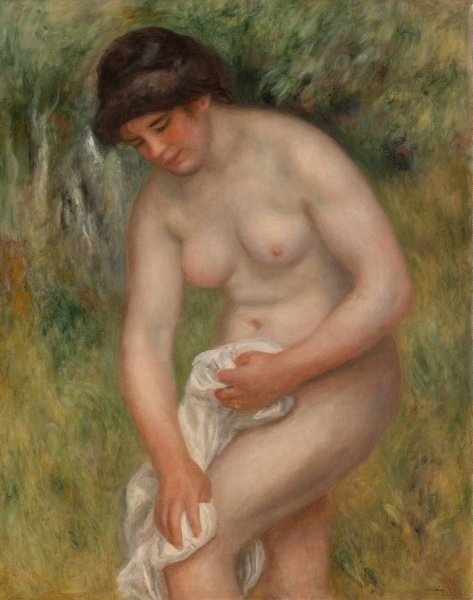 Bather Drying Herself  by Pierre-Auguste Renoir - Hand-Painted Oil Painting Reproduction