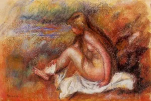 Bather Seated by the Sea by Pierre-Auguste Renoir - Oil Painting Reproduction
