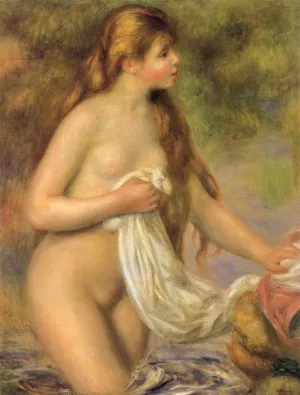 Bather with Long Hair painting by Pierre-Auguste Renoir