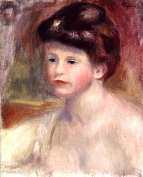 Bust of a Young Woman III by Pierre-Auguste Renoir - Hand-Painted Oil Painting Reproduction