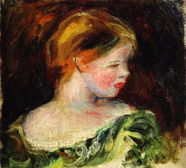 Bust of a Young Woman by Pierre-Auguste Renoir - Hand-Painted Oil Painting Reproduction