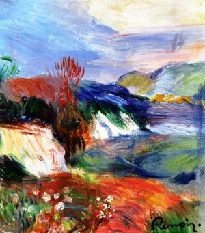 By the Sea, Cliff painting by Pierre-Auguste Renoir