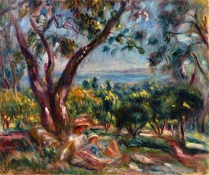 Cagnes Landscape with Woman and Child by Pierre-Auguste Renoir Oil Painting