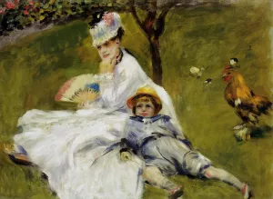 Camille Monet and Her Son Jean in the Garden at Argenteuil by Pierre-Auguste Renoir Oil Painting