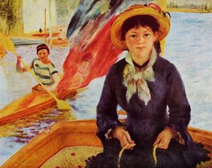 Canoeing also known as Young Girl in a Boat by Pierre-Auguste Renoir Oil Painting