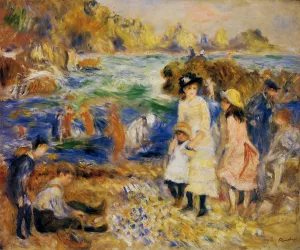 Children by the Sea in Guernsey by Pierre-Auguste Renoir - Oil Painting Reproduction