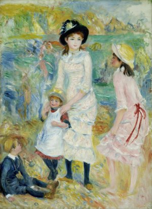 Children on the Seashore, Guernsey by Pierre-Auguste Renoir Oil Painting