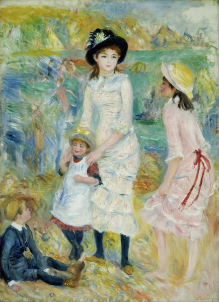 Children on the Seashore, Guernsey  by Pierre-Auguste Renoir - Hand-Painted Oil Painting Reproduction