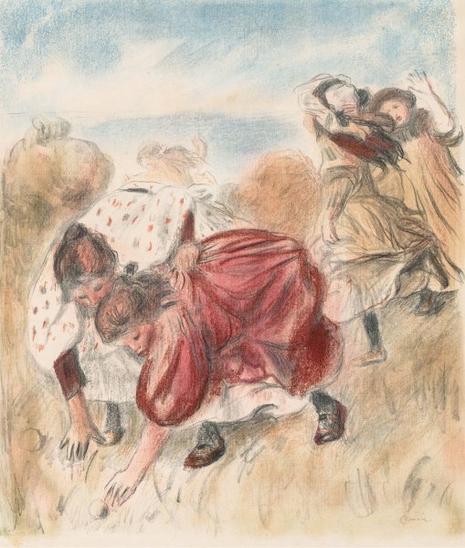 Children Playing Ball  by Pierre-Auguste Renoir - Hand-Painted Oil Painting Reproduction