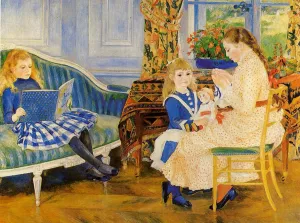 Children's Afternoon at Wargemont (also known as Marguerite, Lucie and Marthe Barard) by Pierre-Auguste Renoir Oil Painting