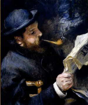 Claude Monet Reading a Newspaper by Pierre-Auguste Renoir Oil Painting