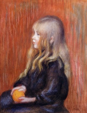 Coco Holding a Orange by Pierre-Auguste Renoir Oil Painting