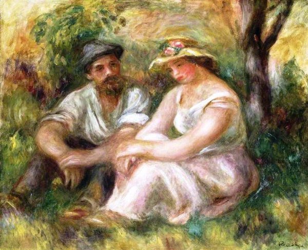 Conversation by Pierre-Auguste Renoir - Hand-Painted Oil Painting Reproduction