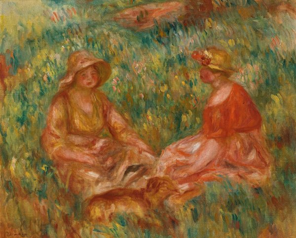 Main Product Photo of Deux Filles Dans Un Pre  Painting by Pierre-Auguste Renoir