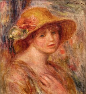 Femme au chapeau de paille by Pierre-Auguste Renoir Oil Painting