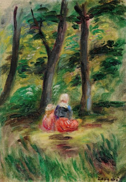 Femme Et Enfant Dans Un Paysage by Pierre-Auguste Renoir - Hand-Painted Oil Painting Reproduction