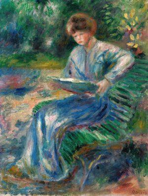 Femme Lisant Sur Un Banc by Pierre-Auguste Renoir Oil Painting