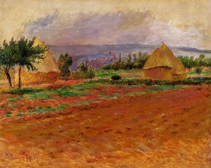 Field and Haystacks by Pierre-Auguste Renoir Oil Painting
