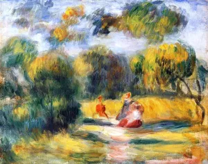 Figures in a Landscape by Pierre-Auguste Renoir Oil Painting