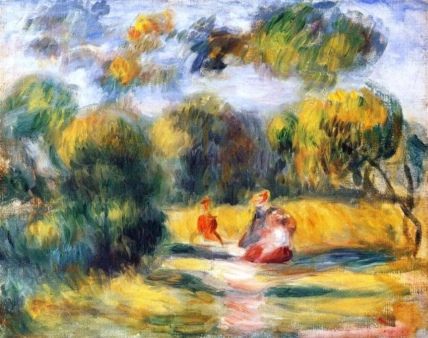 Main Product Photo of Figures in a Landscape Painting by Pierre-Auguste Renoir