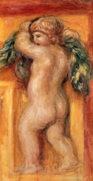 Figures of Little Boys Carrying a Garland of Flowers; Second of a Pair of Paintings by Pierre-Auguste Renoir Oil Painting