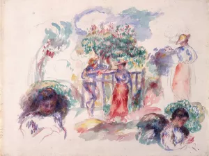Figures under a Tree by Pierre-Auguste Renoir Oil Painting