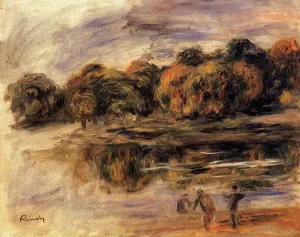 Fishermen by a Lake by Pierre-Auguste Renoir - Oil Painting Reproduction