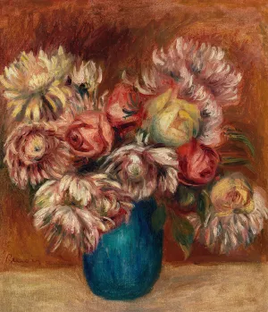 Flowers in a Green Vase by Pierre-Auguste Renoir Oil Painting