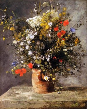 Flowers in a Vase Oil painting by Pierre-Auguste Renoir