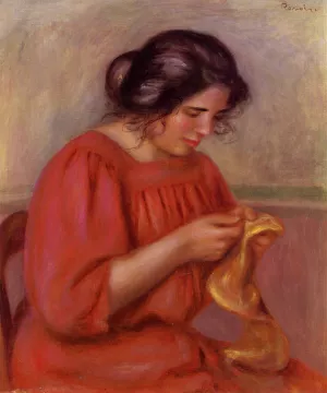 Gabrielle Mending painting by Pierre-Auguste Renoir