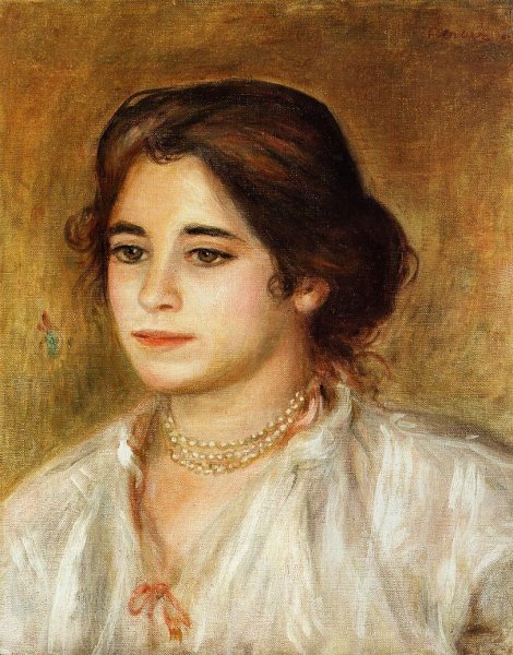 Gabrielle Wearing a Necklace by Pierre-Auguste Renoir - Hand-Painted Oil Painting Reproduction