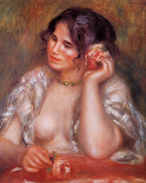 Gabrielle with a Rose by Pierre-Auguste Renoir - Hand-Painted Oil Painting Reproduction