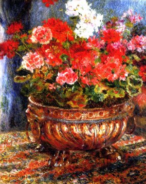 Geraniums in a Copper Basin Oil painting by Pierre-Auguste Renoir